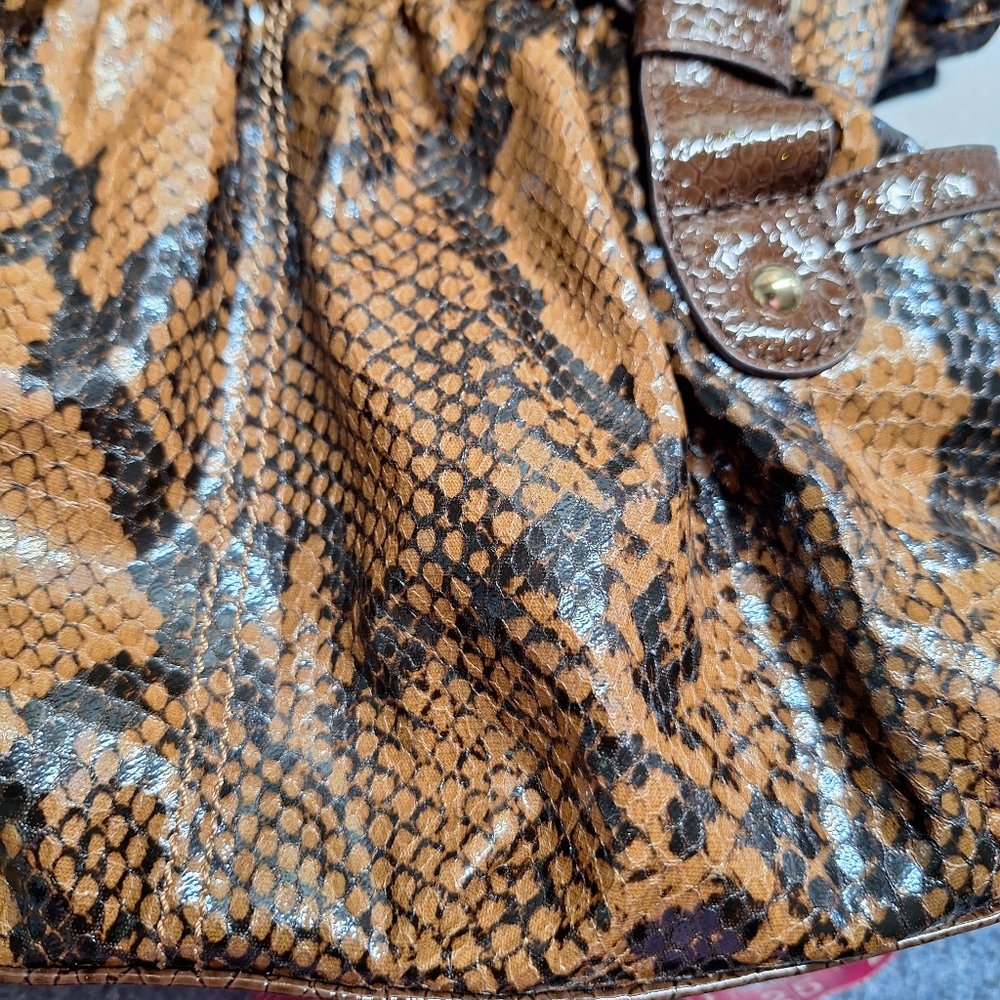 Kathy Van Zeeland Brown Faux Snake Skin Shoulder Bag, NWOT - Picture 15 of 16